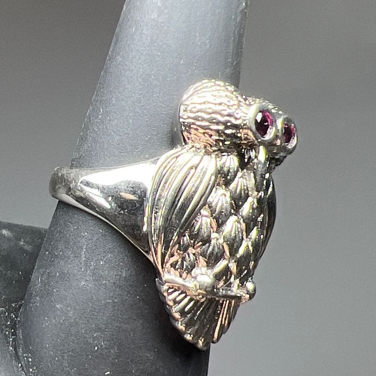 Rhodalite Garnet Owl Ring Size 8 NWT