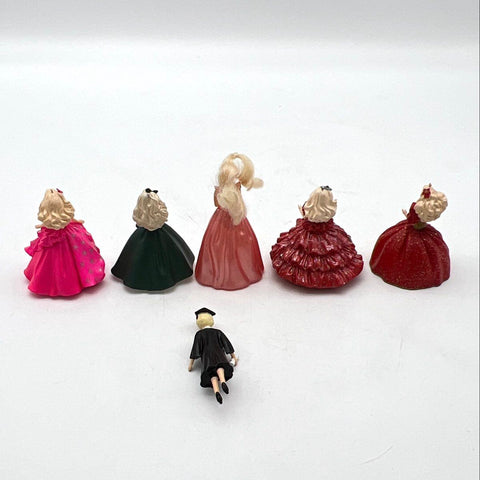 Vintage Barbie Christmas Ornament Lot Holiday Gowns Graduation 6 Pieces