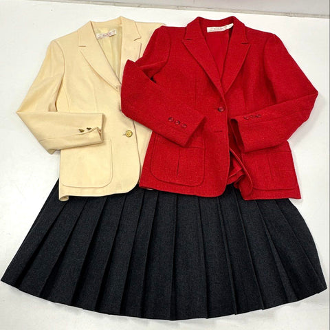 Vintage 80s Young Pendleton Women's Wool Blazer & Pleated Skirt Lot 3 PC