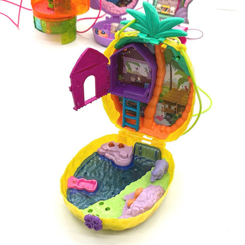 Polly Pocket Lot 7 Compacts Pineapple Panda Theater Candy Tropical Mixed Set