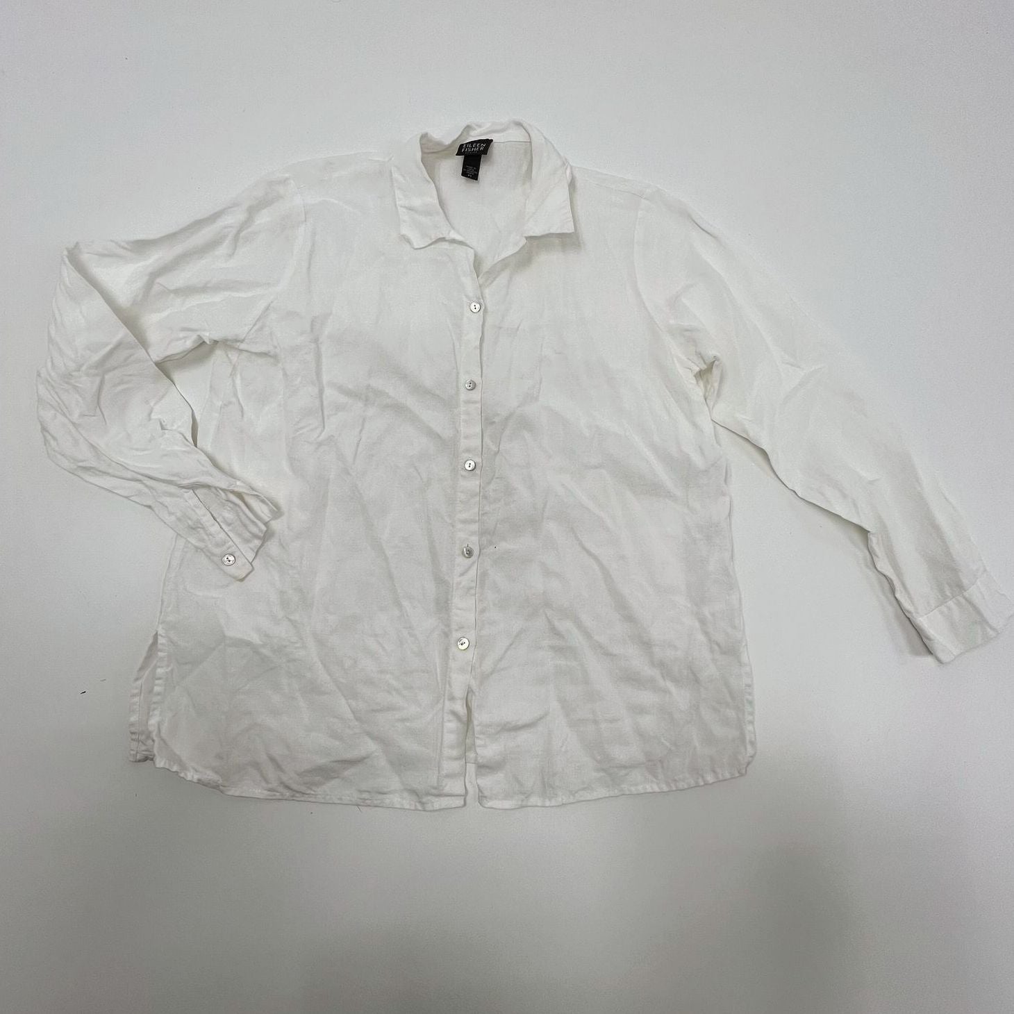 Eileen Fischer White Linen Button Up Women's Petite Small