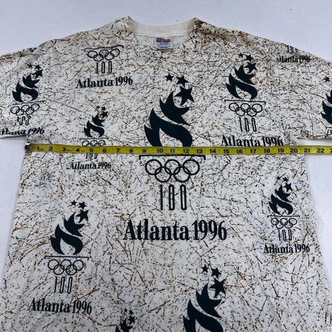 Vintage 1996 Atlanta Olympics AOP T-Shirt Single Stitch Hanes USA Sz L
