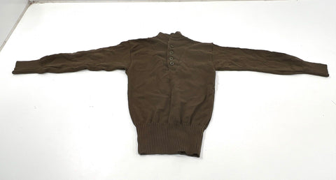 DSCP Men's US Military Brown Wool 5 Button Ribbed Mock Neck Sweater Sz M