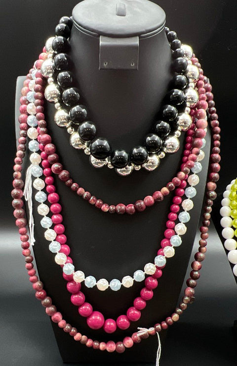 Vintage Style Beaded Necklace Statement Jewelry Lot 11pc Chunky Faux Pearl