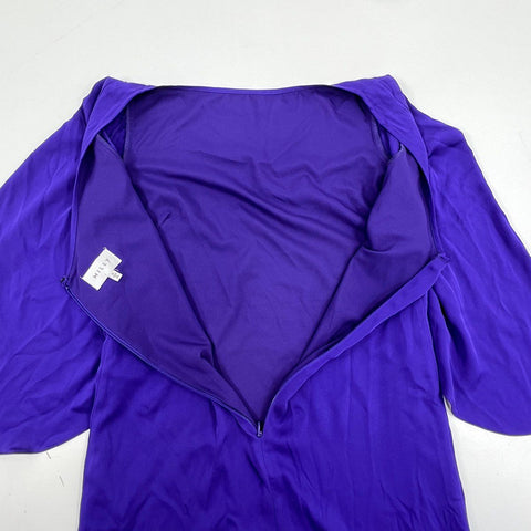 Milly Women's Royal Purple Flared Bell Sleeve Shift Mini Dress Made in USA Sz 4