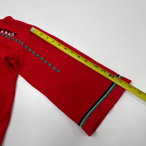 Vintage 70s Kmart Red Embroidered Bell Sleeve Boat Neck Sweater Women's S