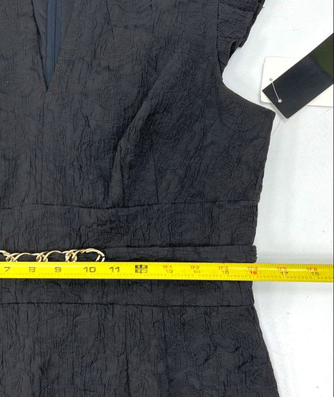 Adriana Papell NWT Textured Chain Belt Cocktail Dress Ruffle Hem Sz 12