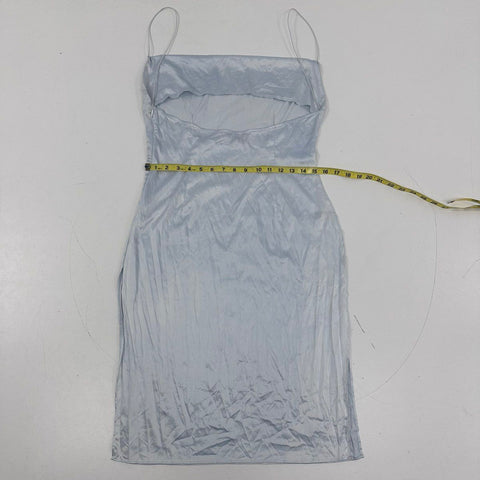 Finesse Women's 2pc Dress Lot Blue Satin Slip Floral Ruched Mini Midi Sz M