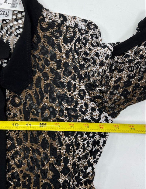 Vintage Y2K Joseph Ribkoff Leopard Lace Tunic Top NWT Asymmetrical Canada Sz 6