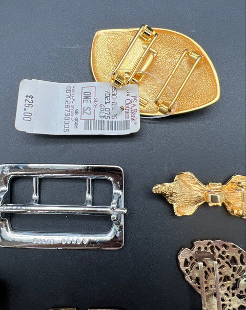 Vintage Belt Buckle Lot 6pc Ilana Goor Mimi di N Jos A Bank Solid Brass Filigree