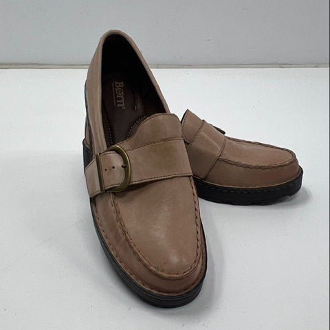 Vintage Y2K Born Taupe Tan Leather Chunky Lug Sole Buckle Loafers Size 9.5 M