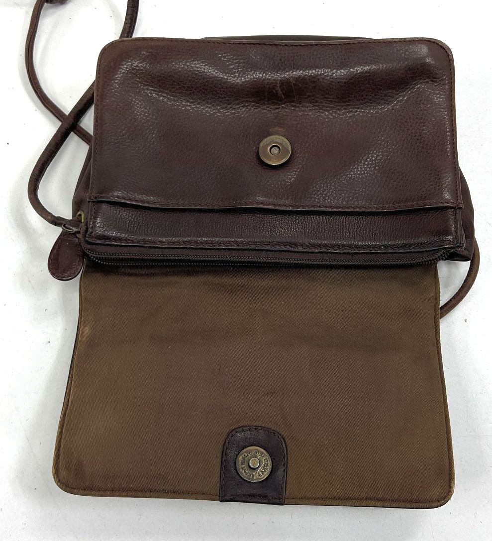 Vintage 90s Fossil Brown Leather Organizer Crossbody Wallet on a String Bag