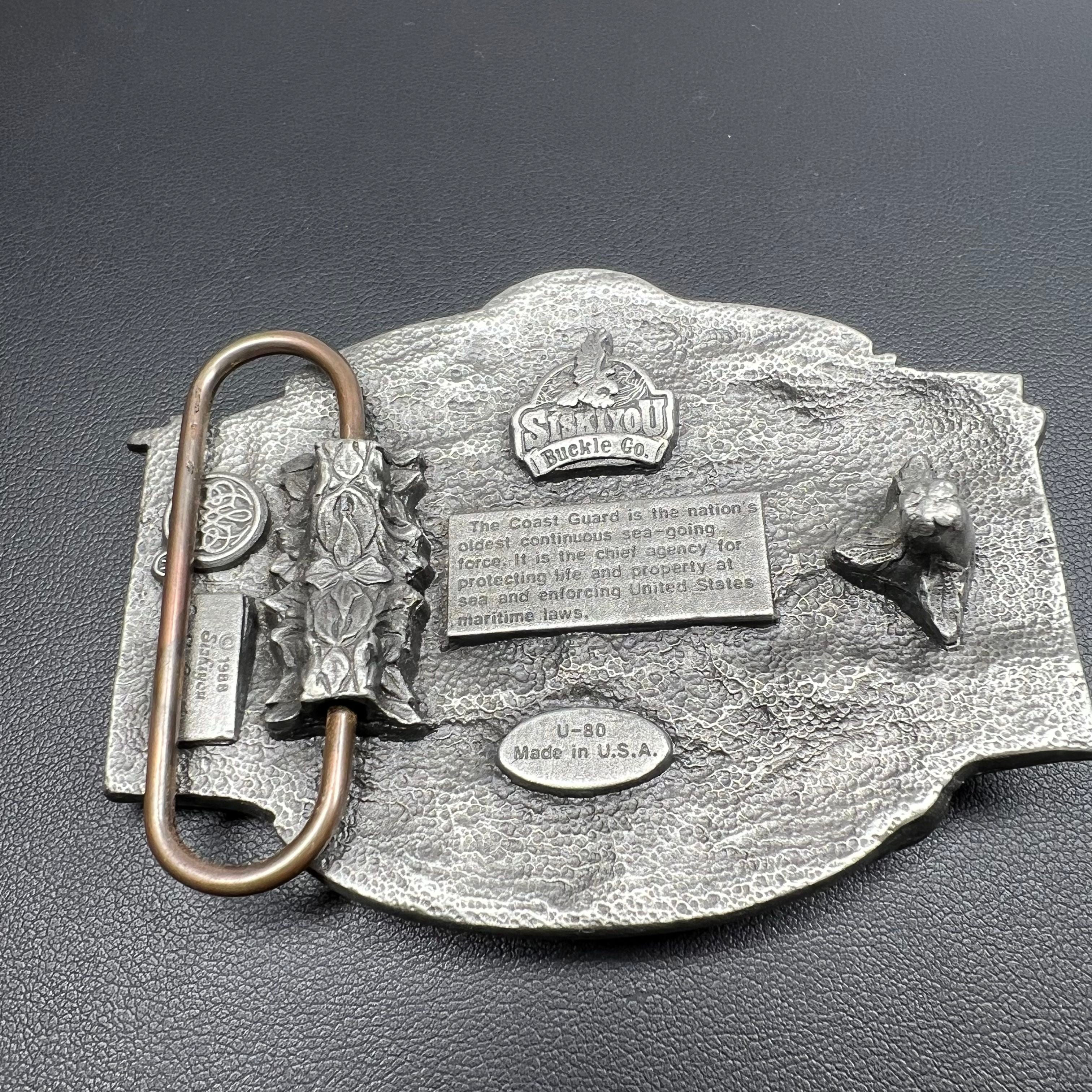 United States Coast Guard Silver Belt Buckle Siskiyou 1988