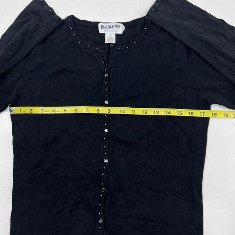 Pendleton Women's Black Beaded Silk Cashmere Cardigan Sweater Sz S