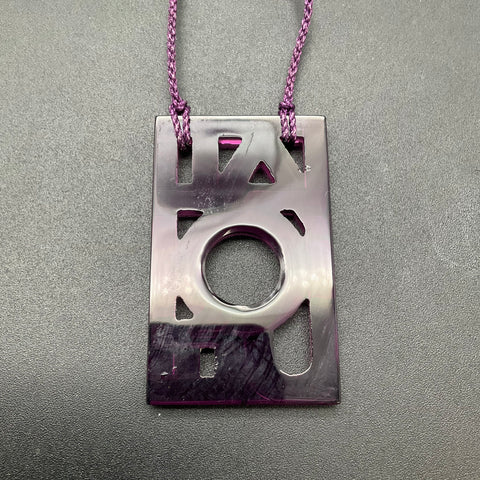 Lalique France Vintage Purple Crystal LOVE Art Deco Stylized Pendant Necklace
