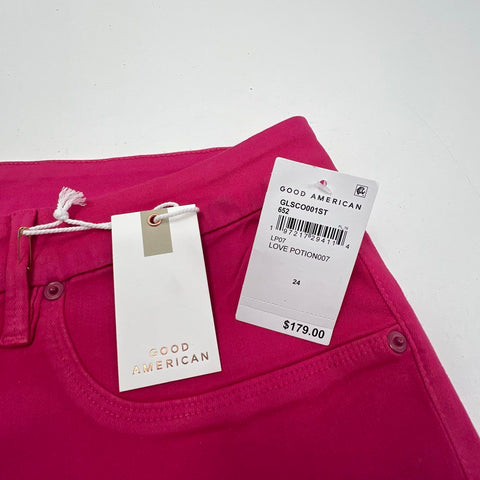 Good American Women's Pink Good Legs Straight High Rise Jeans Size 24 NWT