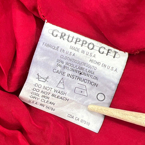 Vintage 90s Emanuel Ungaro Women's Red Cropped Bomber Jacket Wool USA Sz 8