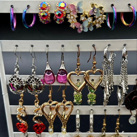 Whimsical & Novelty Fashion Earrings Lot 30+ Pairs Gummy Bear Snake Boho Dangles