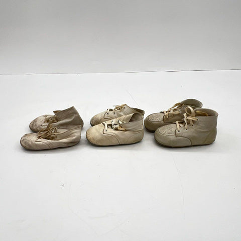 Vintage Ideal Baby Shoe & Baby Deer White Leather Walking Shoes Lot Sizes 2 3
