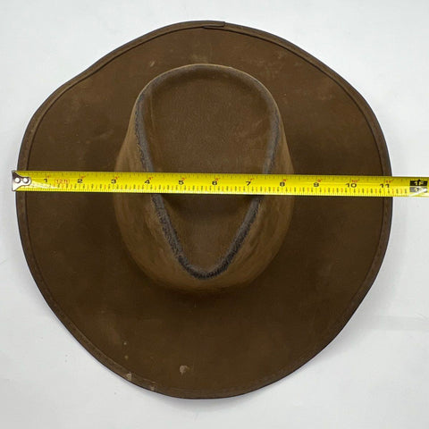 Vintage 80s Brown Suede Western Cowboy Hat Wide Brim Cattleman Sz M
