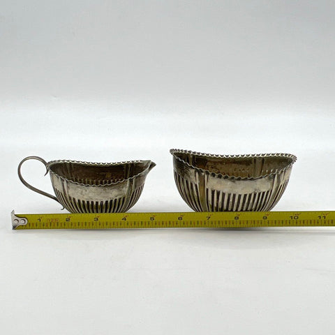 EPNS Silver Plate Creamer and Sugar Bowl Set 2 Piece Vintage Fluted Design