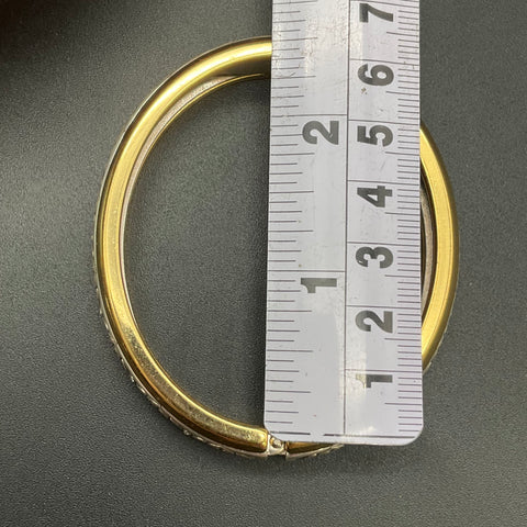 Brighton Intrigue Narrow Hinged Bangle Two-Tone Scroll Heart Accents Size 7