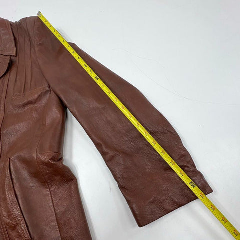 Vintage 70s Gittels Angel Skin Cabretta Leather Car Coat Jacket Sz 42