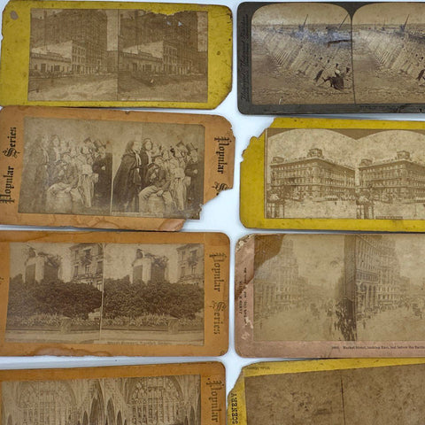Vintage 18 Piece Stereoscope Card Lot Kilburn Underwood San Francisco Niagara