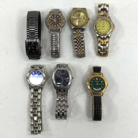 Lot of 7 Mens Watches Sharp Croton Gruen For Parts Repair Need Battery