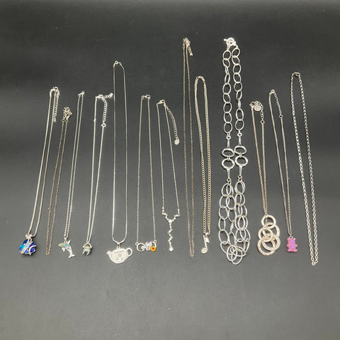 Fashion Necklace Jewelry Lot of 13 Teapot Dolphin Heart Rhinestone Pendants