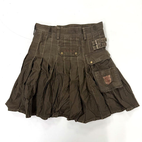 Damn Near Kilt 'Em DNKE Men's Utility Kilt Brown Cotton Cargo Pockets Size M