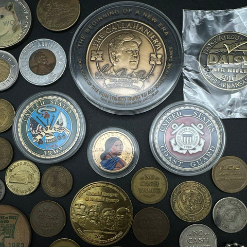 Challenge Coin Token Lot Military Pikes Peak Arcade Exonumia 55+ Piece Vintage