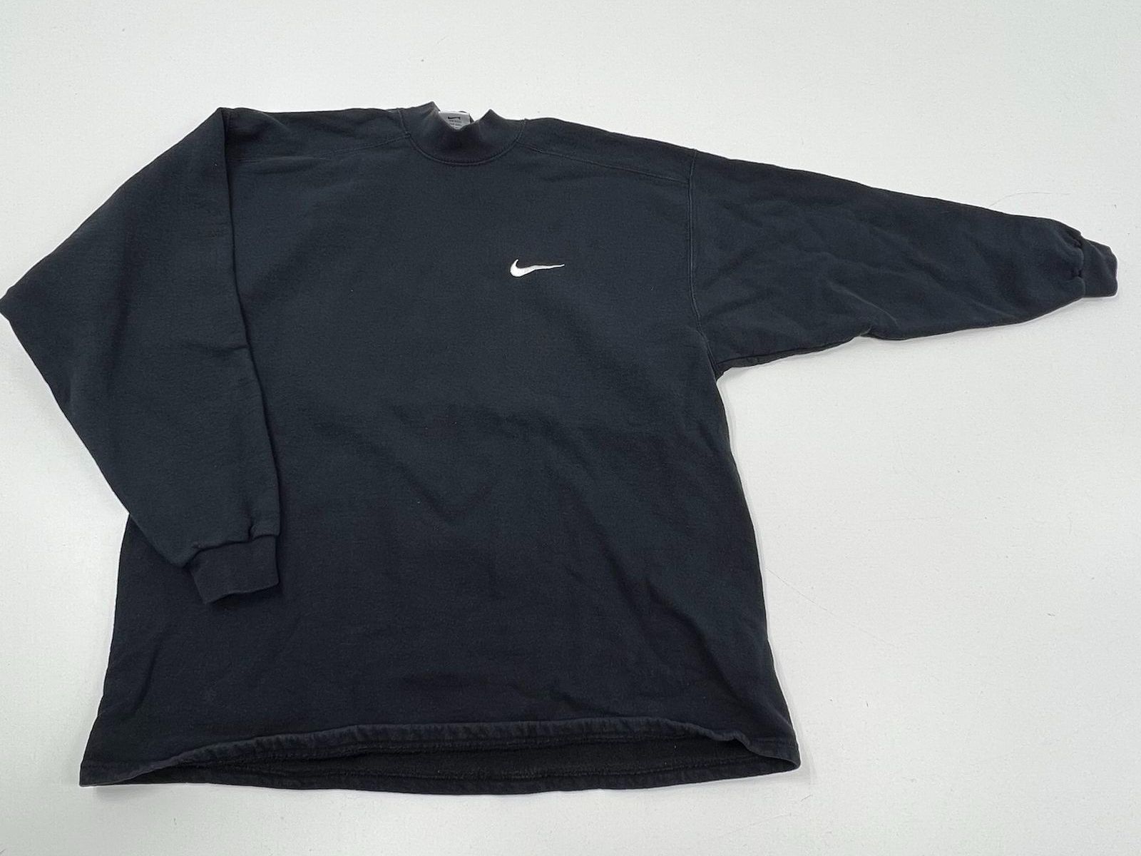 Vintage 90s Nike Black Mock Neck Swoosh Sweatshirt Made in USA Men's Size L