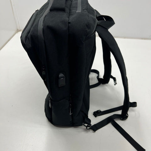Jack Abrahams Black Canvas Laptop Travel Backpack Multi Pocket USB Port