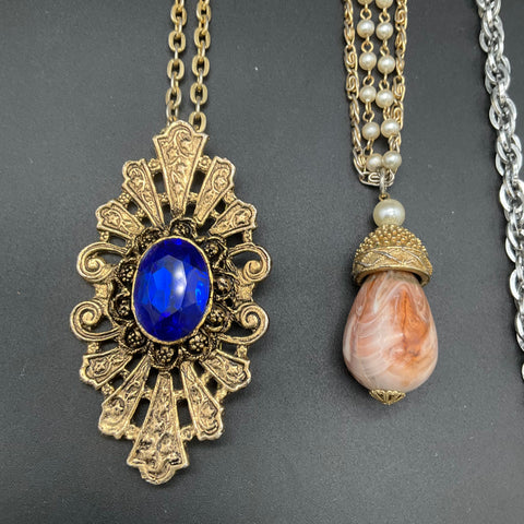 Vintage Costume Jewelry Lot 10 Necklaces Trifari Monet Napier Faux Pearl Stone