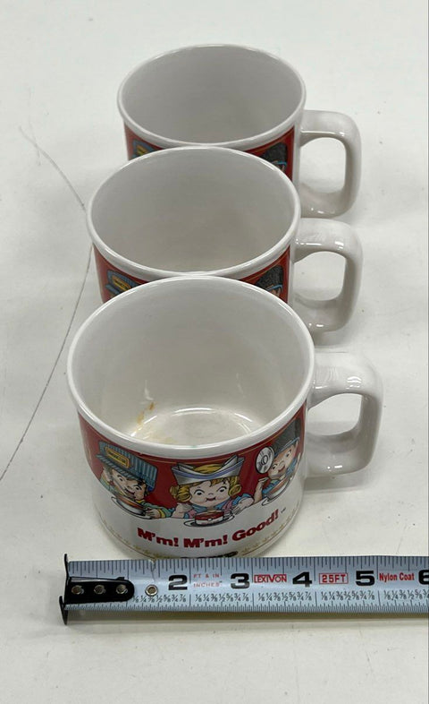 Vintage Campbell's Soup Kids Ceramic Mug Set 3 Pieces M'm! M'm! Good! SOUP