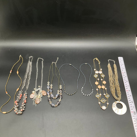 Fashion Costume Jewelry Lot 8 Necklaces Beaded Statement Shell Boho Faux Pearl