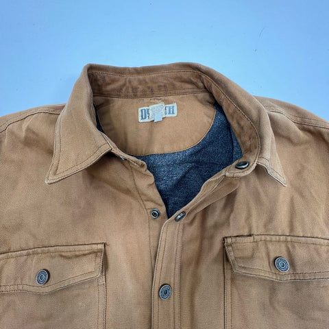 Duluth Trading Co Men's Fleece Lined Canvas Shirt Jac Jacket Brown 2XL