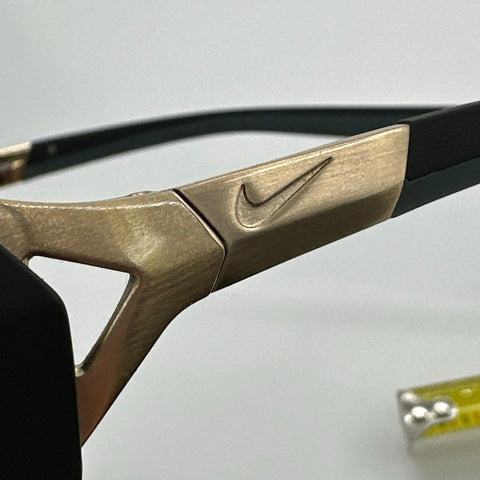 Nike Women's Flex Motion Sunglasses Black Gold EV1016 010 Grey Mirrored Lens
