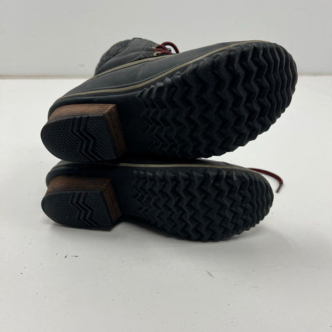 Sorel Conquest Wedge Black Leather Waterproof Ankle Boots Women's Size 7