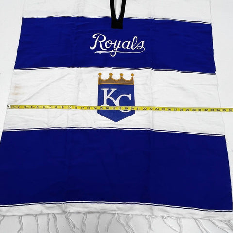 Vintage 90s Kansas City Royals MLB Fringed Stadium Poncho Blue White One Size