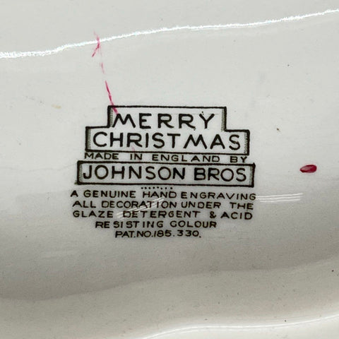 Johnson Bros Merry Christmas Tree Shaped Divided Serving Tray 15" Vintage