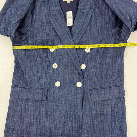 Loft Outlet Women's Blue Denim Double Breasted Blazer Jacket Sz 16 NWT
