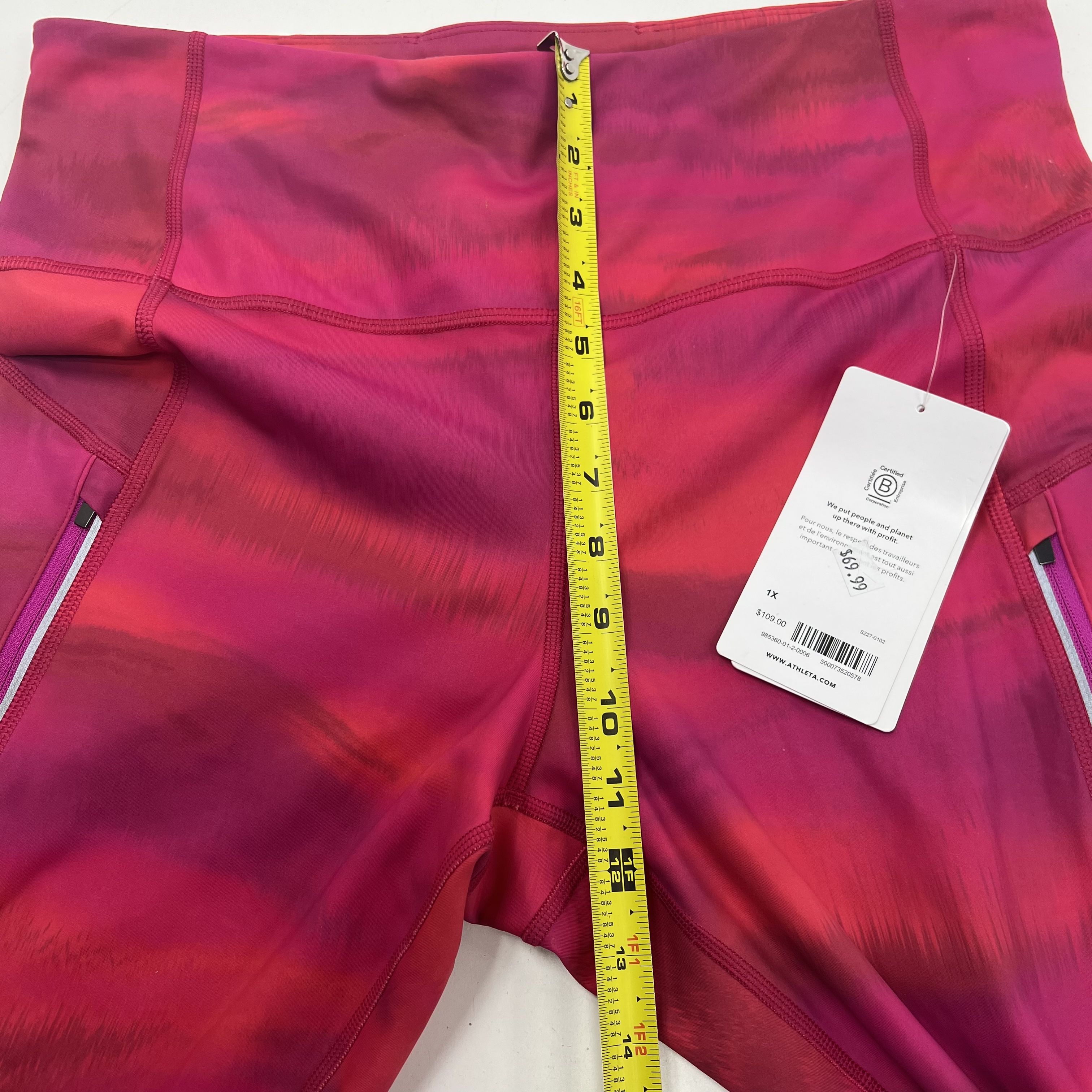 Athleta NWT Pink Rainier Printed Tight High Rise Zip Pocket Leggings Womens 1X
