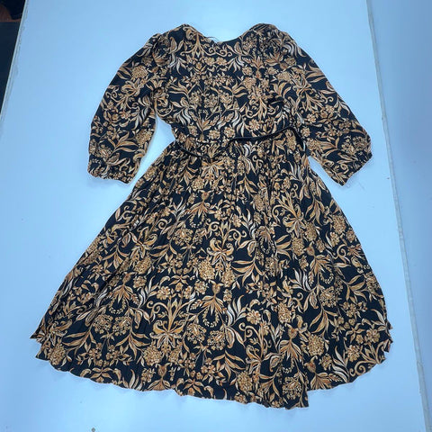 Melonie T Women's Dress Black Brown Floral V-Neck High Low Belted Sz 18W NWT