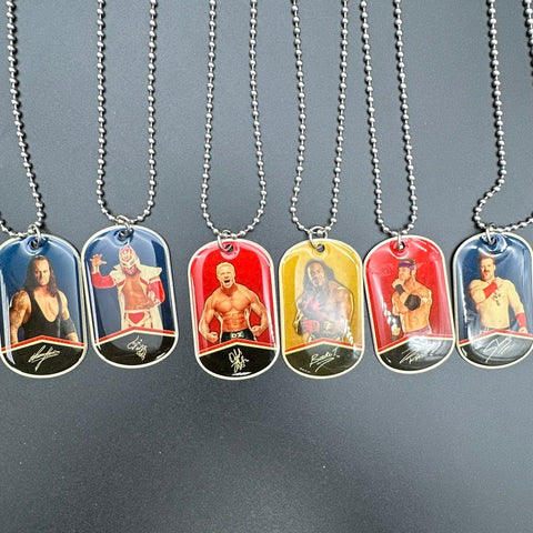 WWE Wrestling Dog Tag Necklace Lot Topps 9 Pieces Undertaker Miz Sheamus 2012