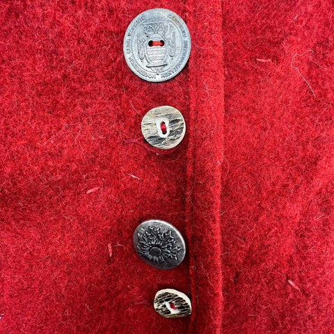 Vintage Giesswein Red Boiled Wool Austrian Trachten Jacket Cardigan Women's 16