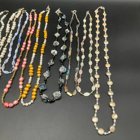 Freshwater Cultured Pearl & Shell Necklace Lot of 10 Mixed Styles 1.1 Lbs