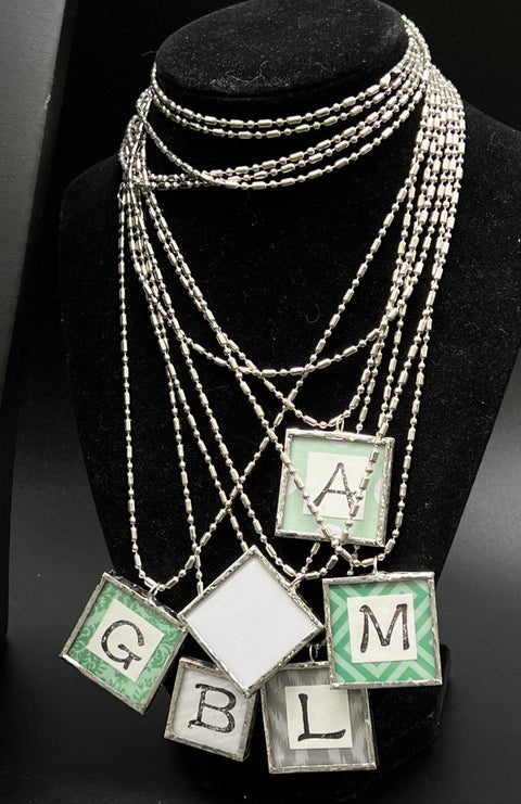 High School Spirit Monogram Solder Glass Pendant Necklace Jewelry Lot of 28