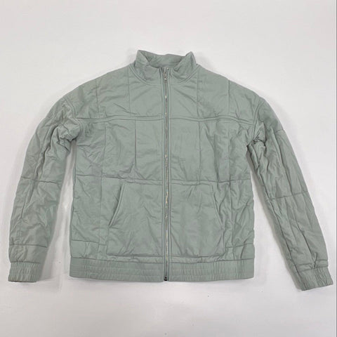 Allfenix Women's Quilted Bomber Jacket Sage Green Cotton Full Zip Size M